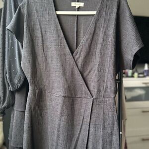 Madewell Dark Gray Mini Dress with V-Neck